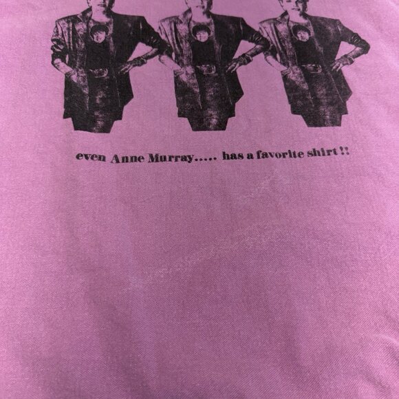 Vintage Anne Murray Sweatshirt Adult Large 23.5x27.5 Purple Cut Neck Singer Tour - Picture 5 of 10